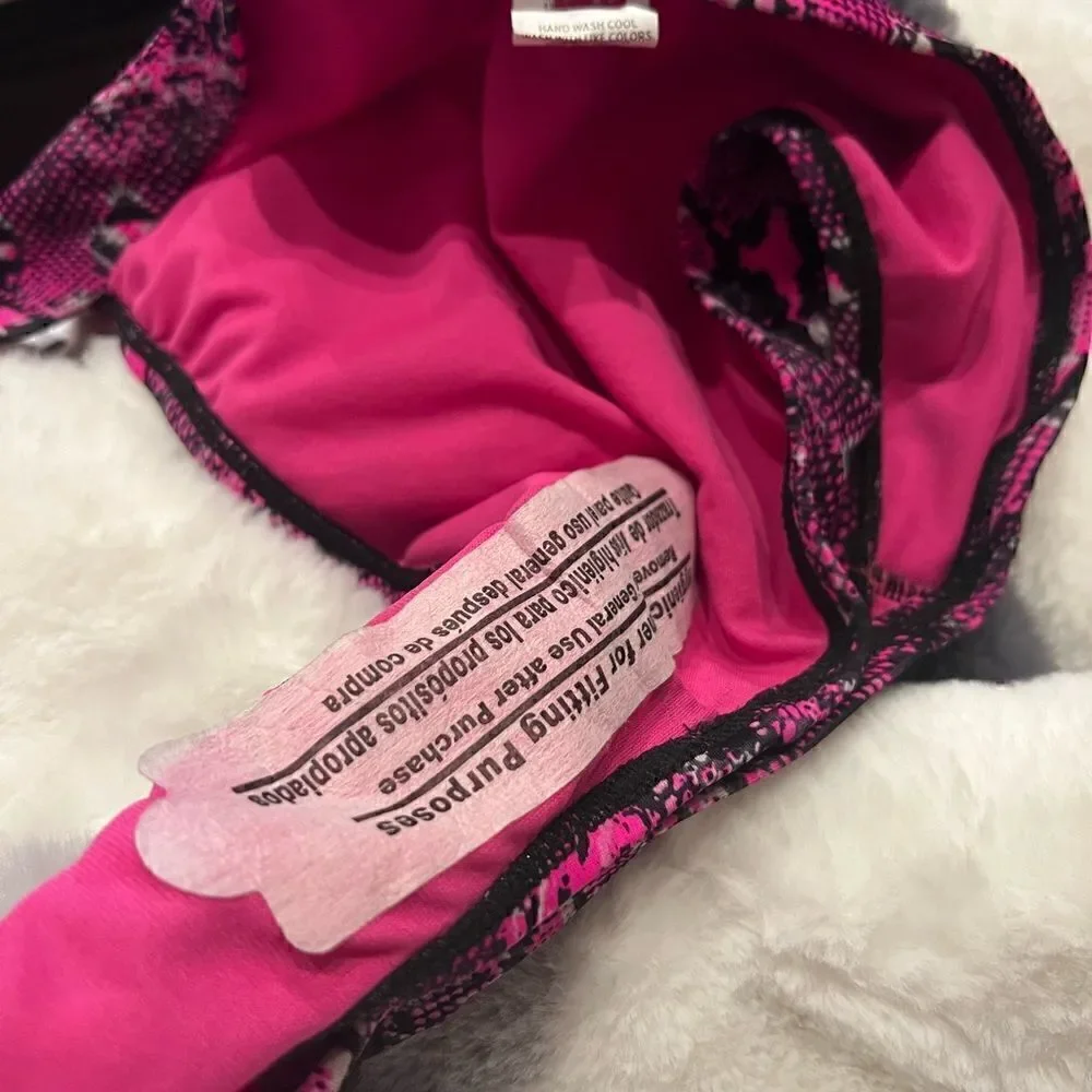 OP pink snake print swim bottoms XL.  NWOT.